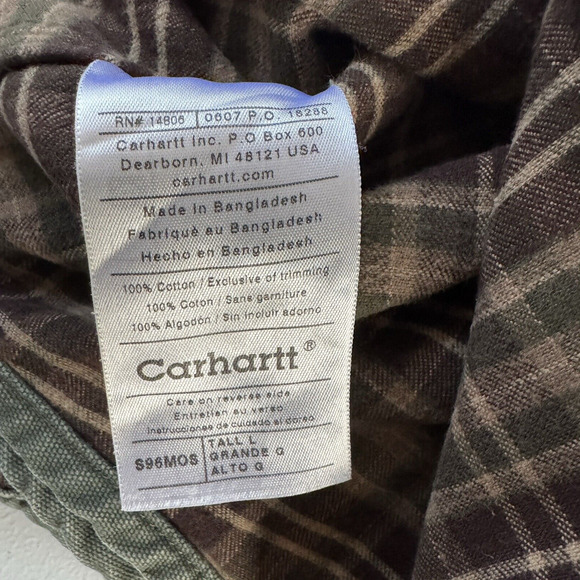 Vintage Carhartt Barn Jacket Men's L Green Canvas Flannel Lined Shacket S96MOS - Picture 3 of 7